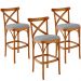 Kit 03 Banquetas Altas Cozinha Bancada Bar Sala de Jantar Estofada Ávila L02 Suede Cinza - Lyam
