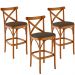 Kit 03 Banquetas Altas Cozinha Bancada Bar Sala de Jantar Estofada Ávila L02 Suede Marrom - Lyam