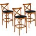Kit 03 Banquetas Altas Cozinha Bancada Bar Sala de Jantar Estofada Ávila L02 Suede Preto - Lyam