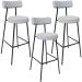 Kit 03 Banquetas Altas Cozinha Bar Sala De Jantar Em Aço Milão L02 Bouclê Cinza - Lyam Decor