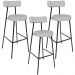 Kit 03 Banquetas Altas Cozinha Bar Sala De Jantar Em Aço Milão L02 Linho Cinza - Lyam Decor