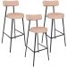 Kit 03 Banquetas Altas Cozinha Bar Sala De Jantar Em Aço Milão L02 Linho Rosê - Lyam Decor