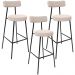Kit 03 Banquetas Altas Cozinha Bar Sala De Jantar Em Aço Milão L02 Suede Bege - Lyam Decor