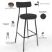 Kit 03 Banquetas Altas Cozinha Bar Sala De Jantar Em Aço Milão L02 Suede Preto - Lyam Decor