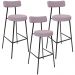 Kit 03 Banquetas Altas Cozinha Bar Sala De Jantar Em Aço Milão L02 Suede Rosê - Lyam Decor