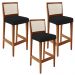 Kit 03 Banquetas Altas Cozinha Sala De Jantar Encosto Tela Branco Zion L02 Facto Preto - Lyam Decor