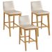 Kit 03 Banquetas Altas Estofada Para Cozinha Sala De Jantar Fixa Elis B05 Facto Bege - Lyam Decor