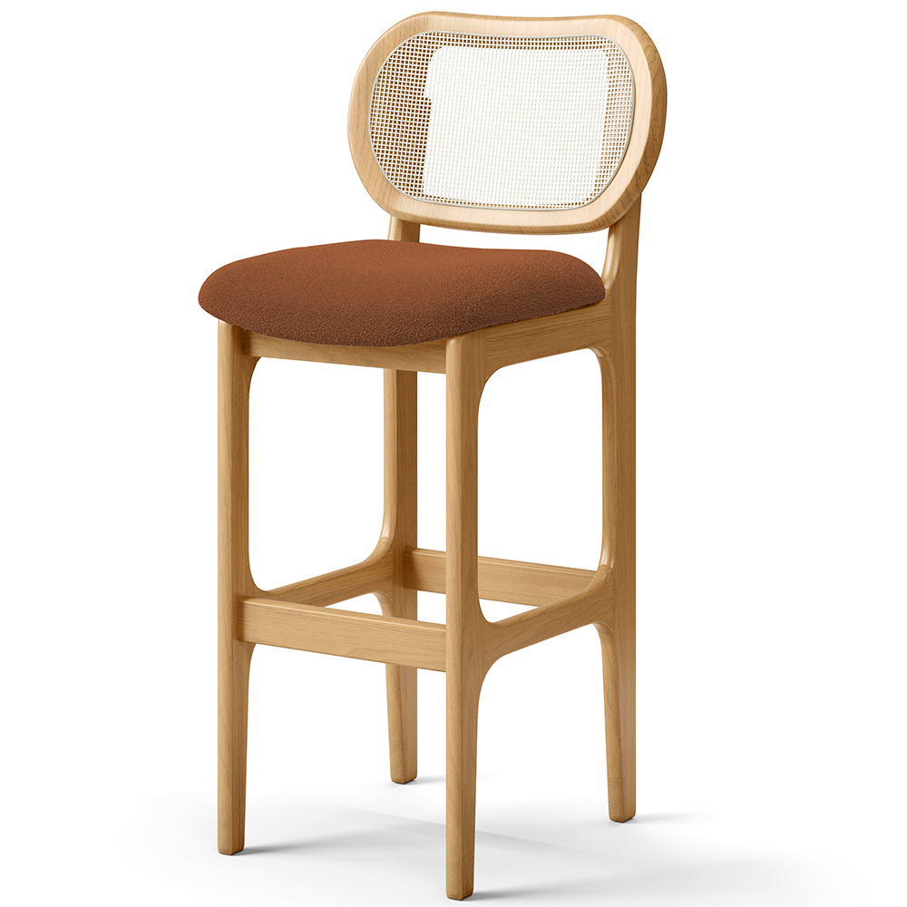 Kit 03 Banquetas Altas Para Cozinha Bancada Sala Tela Betta Fixa L02 Bouclê Terracota - Lyam