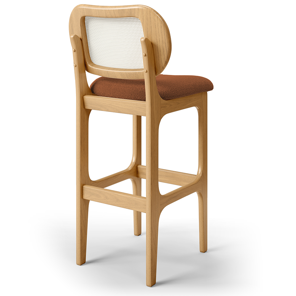 Kit 03 Banquetas Altas Para Cozinha Bancada Sala Tela Betta Fixa L02 Bouclê Terracota - Lyam