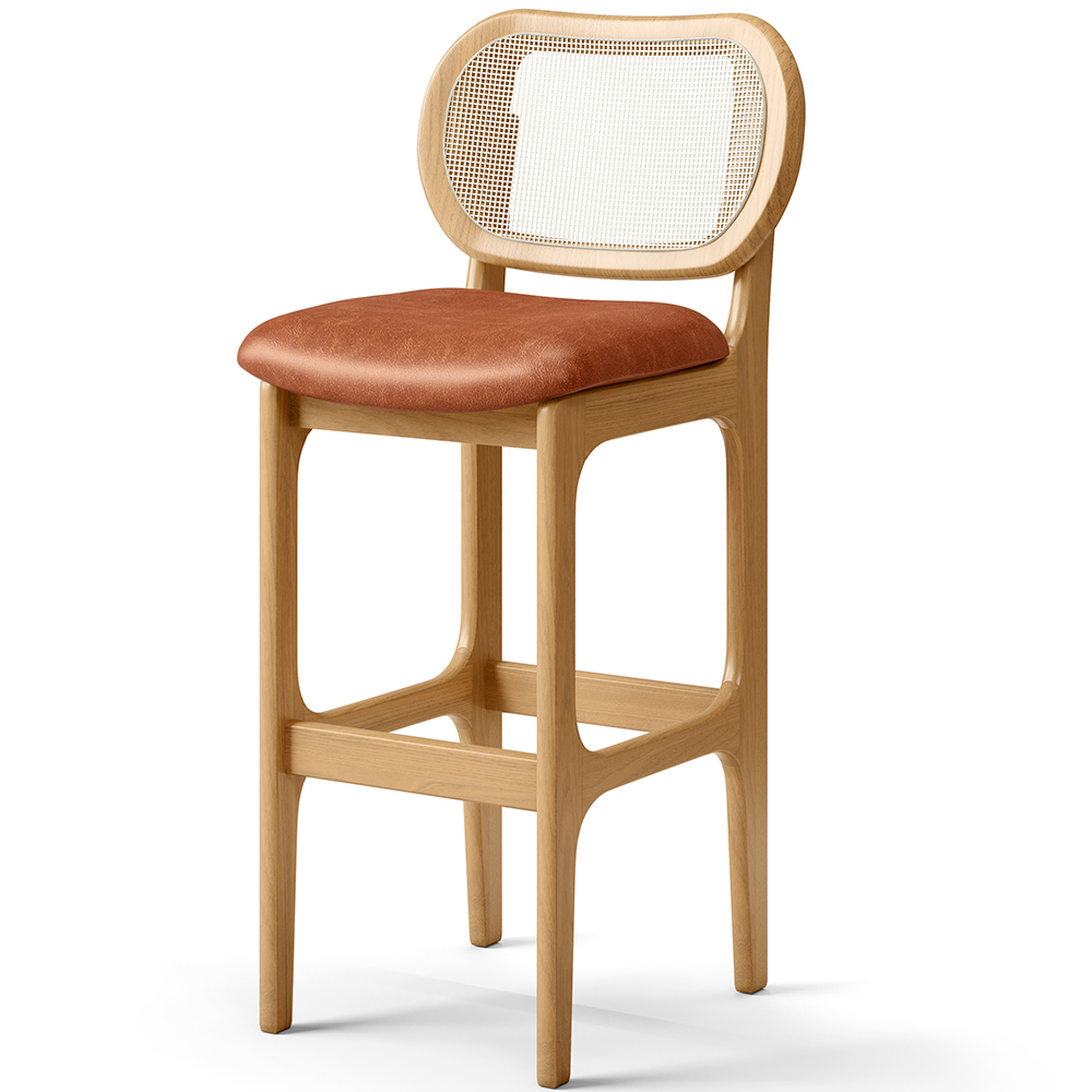 Kit 03 Banquetas Altas Para Cozinha Bancada Sala Tela Betta Fixa L02 Couríssimo Camel - Lyam