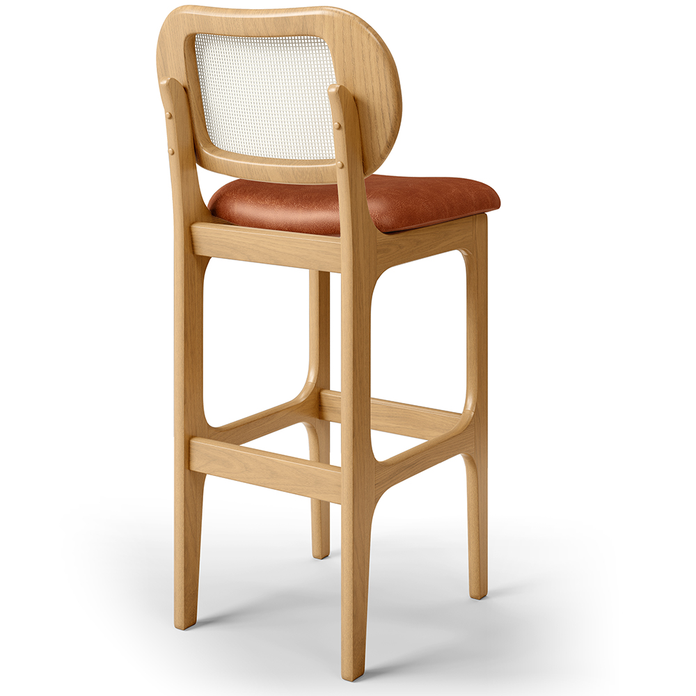 Kit 03 Banquetas Altas Para Cozinha Bancada Sala Tela Betta Fixa L02 Couríssimo Camel - Lyam