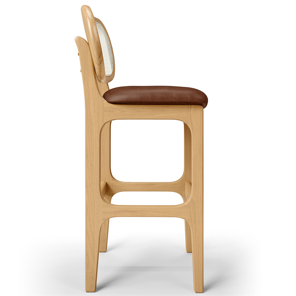 Kit 03 Banquetas Altas Para Cozinha Bancada Sala Tela Betta Fixa L02 Couríssimo Marrom - Lyam