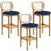 Kit 03 Banquetas Altas Para Cozinha Bancada Sala Tela Betta Fixa L02 Suede Azul Marinho - Lyam
