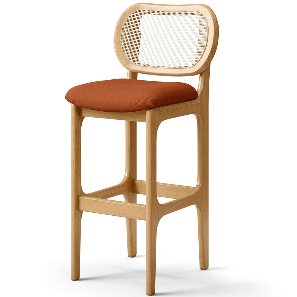 Kit 03 Banquetas Altas Para Cozinha Bancada Sala Tela Betta Fixa L02 Tecido Terracota - Lyam
