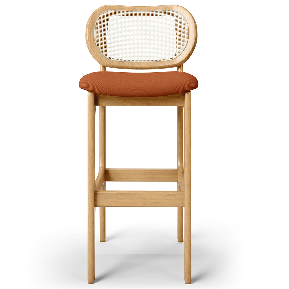 Kit 03 Banquetas Altas Para Cozinha Bancada Sala Tela Betta Fixa L02 Tecido Terracota - Lyam