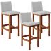 Kit 03 Banquetas Altas Para Cozinha Sala De Jantar Fixa Alya L02 Linho Cinza - Lyam Decor