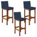 Kit 03 Banquetas Altas Para Cozinha Sala De Jantar Fixa Alya L02 Suede Azul Marinho - Lyam Decor