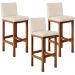 Kit 03 Banquetas Altas Para Cozinha Sala De Jantar Fixa Alya L02 Suede Bege - Lyam Decor