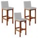 Kit 03 Banquetas Altas Para Cozinha Sala De Jantar Fixa Alya L02 Suede Cinza - Lyam Decor