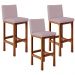 Kit 03 Banquetas Altas Para Cozinha Sala De Jantar Fixa Alya L02 Suede Rosê - Lyam Decor