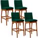 Kit 03 Banquetas Altas Para Cozinha Sala De Jantar Fixa Mila L02 Bouclê Verde - Lyam Decor