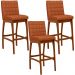 Kit 03 Banquetas Altas Para Cozinha Sala De Jantar Fixa Mila L02 Tecido Terracota - Lyam Decor