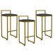 Kit 03 Banquetas Altas Para Cozinha Sala De Jantar Hanna L02 Dourado Linho Chumbo - Lyam Decor