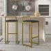Kit 03 Banquetas Altas Para Cozinha Sala De Jantar Hanna L02 Dourado Linho Chumbo - Lyam Decor
