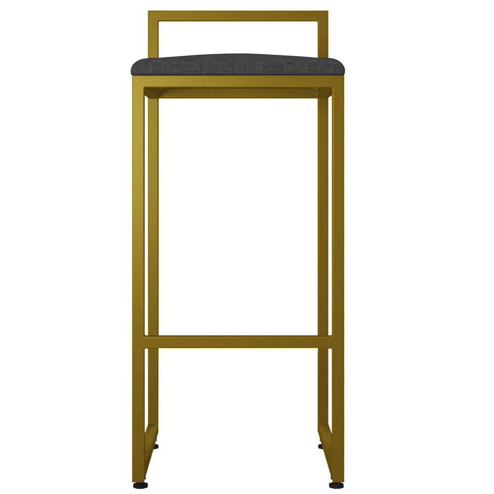 Kit 03 Banquetas Altas Para Cozinha Sala De Jantar Hanna L02 Dourado Linho Chumbo - Lyam Decor