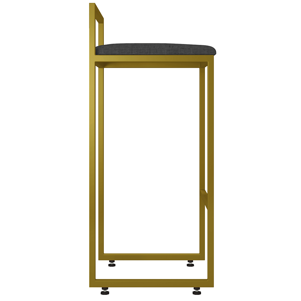Kit 03 Banquetas Altas Para Cozinha Sala De Jantar Hanna L02 Dourado Linho Chumbo - Lyam Decor
