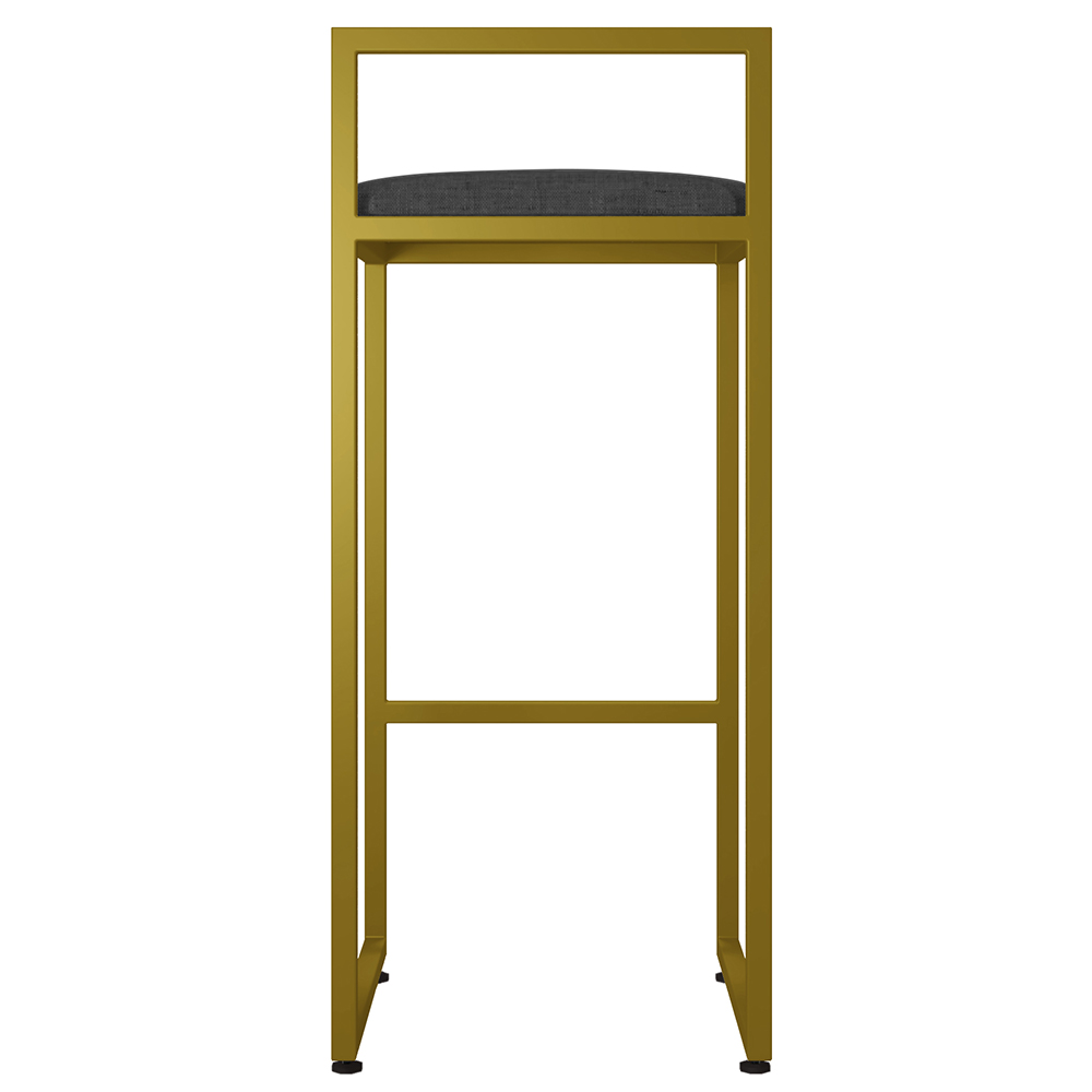 Kit 03 Banquetas Altas Para Cozinha Sala De Jantar Hanna L02 Dourado Linho Chumbo - Lyam Decor