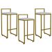 Kit 03 Banquetas Altas Para Cozinha Sala De Jantar Hanna L02 Dourado Linho Cinza - Lyam Decor