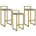 Kit 03 Banquetas Altas Para Cozinha Sala De Jantar Hanna L02 Dourado Suede Cinza - Lyam Decor