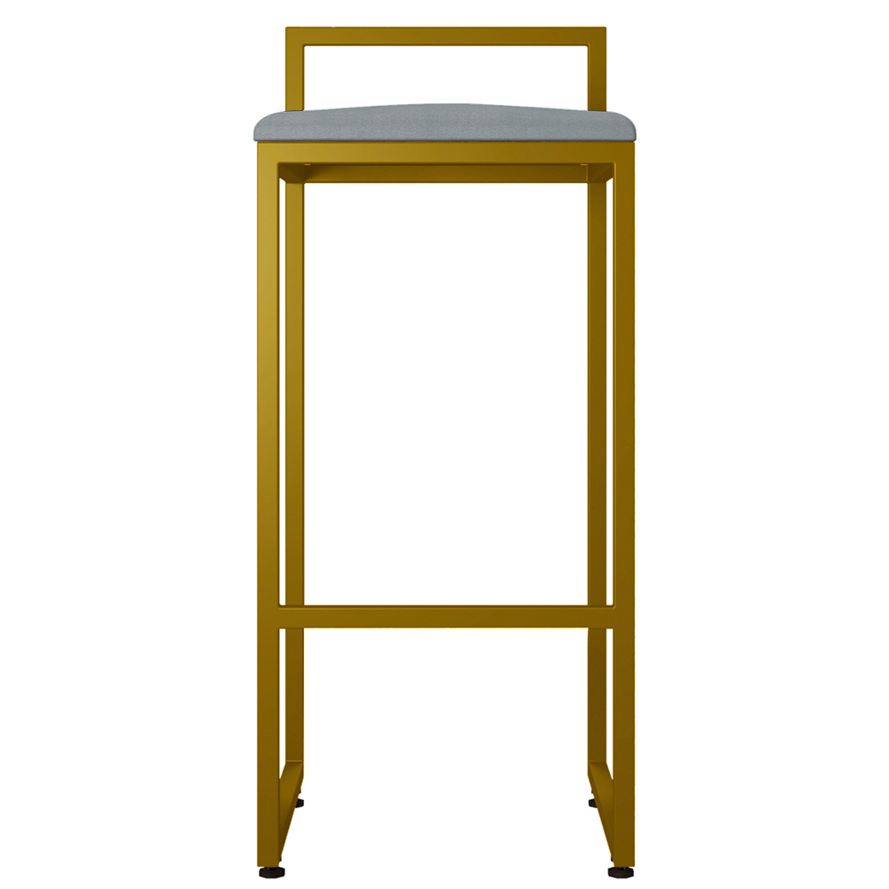 Kit 03 Banquetas Altas Para Cozinha Sala De Jantar Hanna L02 Dourado Suede Cinza - Lyam Decor