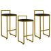 Kit 03 Banquetas Altas Para Cozinha Sala De Jantar Hanna L02 Dourado Suede Preto - Lyam Decor