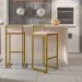 Kit 03 Banquetas Altas Para Cozinha Sala De Jantar Hanna L02 Dourado Suede Rosê - Lyam Decor