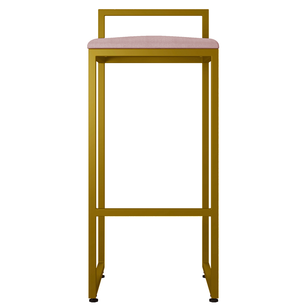 Kit 03 Banquetas Altas Para Cozinha Sala De Jantar Hanna L02 Dourado Suede Rosê - Lyam Decor