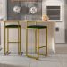 Kit 03 Banquetas Altas Para Cozinha Sala De Jantar Hanna L02 Dourado Suede Verde Musgo - Lyam Decor