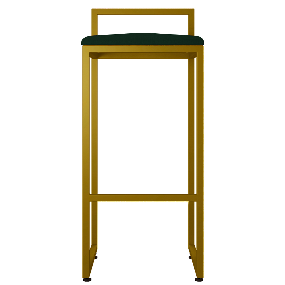 Kit 03 Banquetas Altas Para Cozinha Sala De Jantar Hanna L02 Dourado Suede Verde Musgo - Lyam Decor