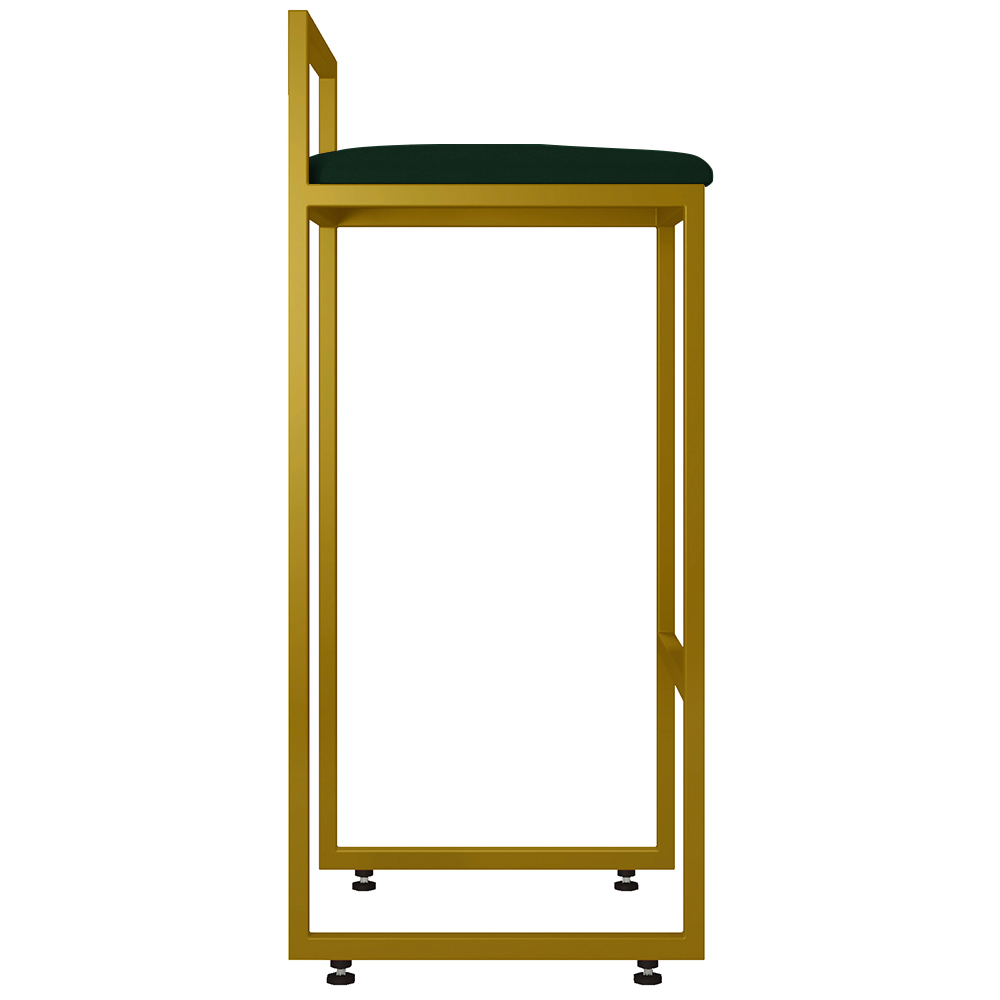 Kit 03 Banquetas Altas Para Cozinha Sala De Jantar Hanna L02 Dourado Suede Verde Musgo - Lyam Decor