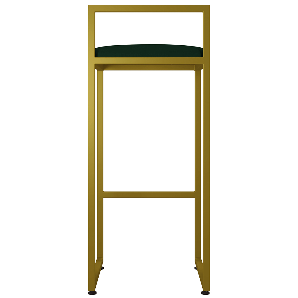 Kit 03 Banquetas Altas Para Cozinha Sala De Jantar Hanna L02 Dourado Suede Verde Musgo - Lyam Decor