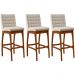 Kit 03 Banquetas Altas Para Cozinha Sala de Jantar Fixa Mila B04 Linho Cru - Lyam Decor