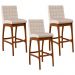Kit 03 Banquetas Altas Para Cozinha Sala de Jantar Fixa Mila B04 Suede Bege - Lyam Decor