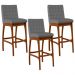 Kit 03 Banquetas Altas Para Cozinha Sala de Jantar Fixa Mila B04 Suede Cinza - Lyam Decor