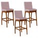 Kit 03 Banquetas Altas Para Cozinha Sala de Jantar Fixa Mila B04 Suede Rosê - Lyam Decor