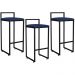 Kit 03 Banquetas Altas Para Cozinha Sala de Jantar Hanna L02 Preto Suede Azul Marinho - Lyam Decor