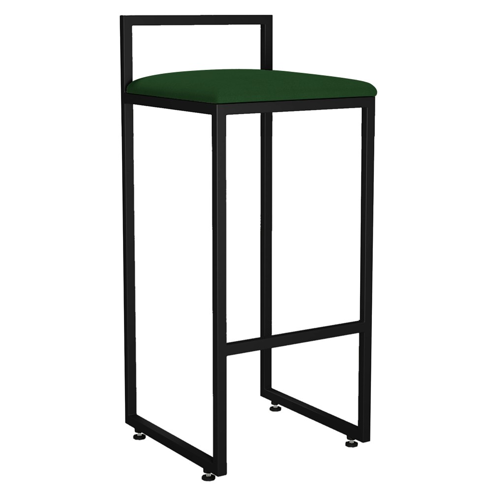 Kit 03 Banquetas Altas Para Cozinha Sala de Jantar Hanna L02 Preto Suede Verde Musgo - Lyam Decor