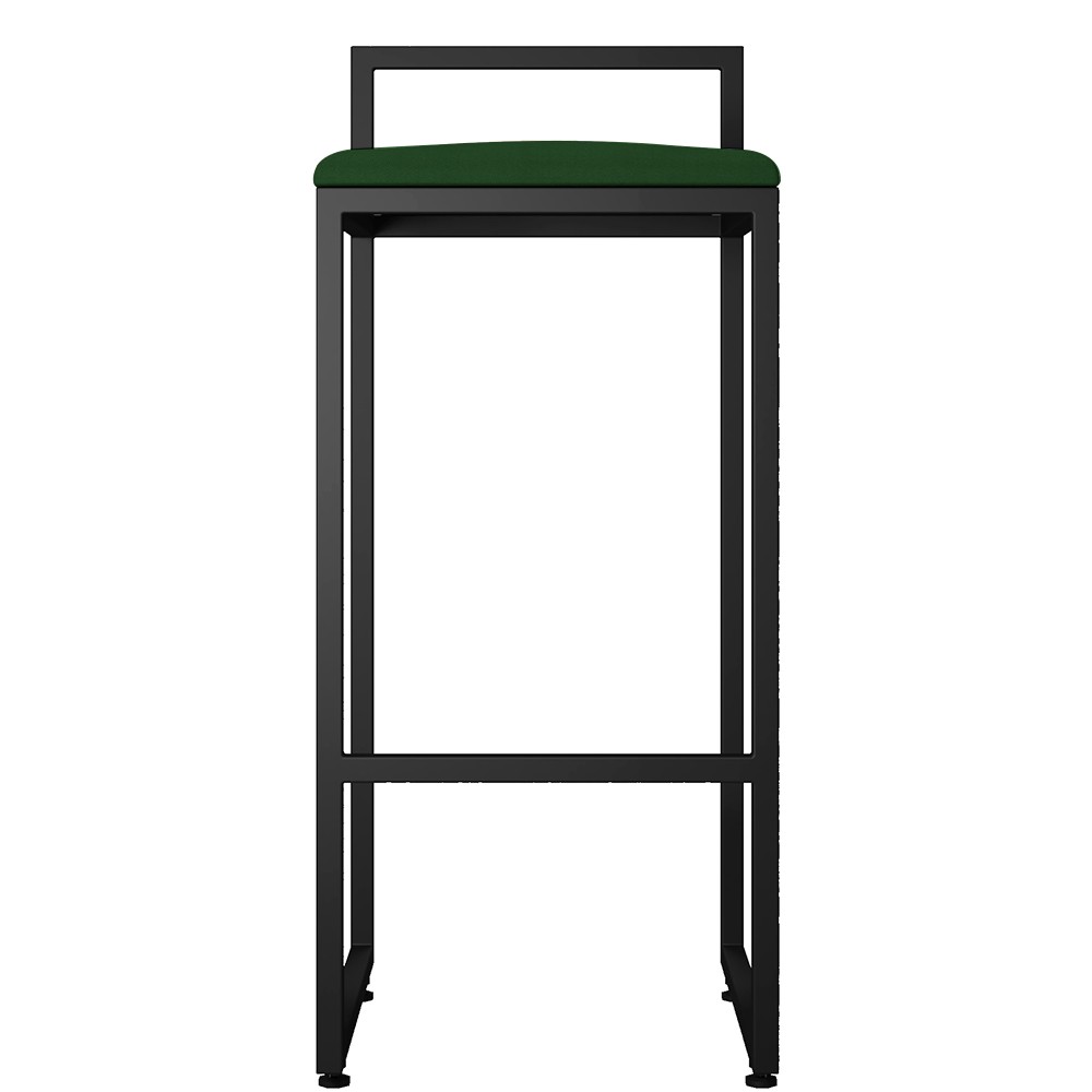 Kit 03 Banquetas Altas Para Cozinha Sala de Jantar Hanna L02 Preto Suede Verde Musgo - Lyam Decor