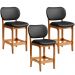 Kit 03 Banquetas Baixa Bar Cozinha E Sala De Jantar Fixa Betta L02 Imbuia Couríssimo Preto - Lyam Decor