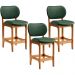 Kit 03 Banquetas Baixa Bar Cozinha E Sala De Jantar Fixa Betta L02 Imbuia Facto Verde Musgo - Lyam Decor